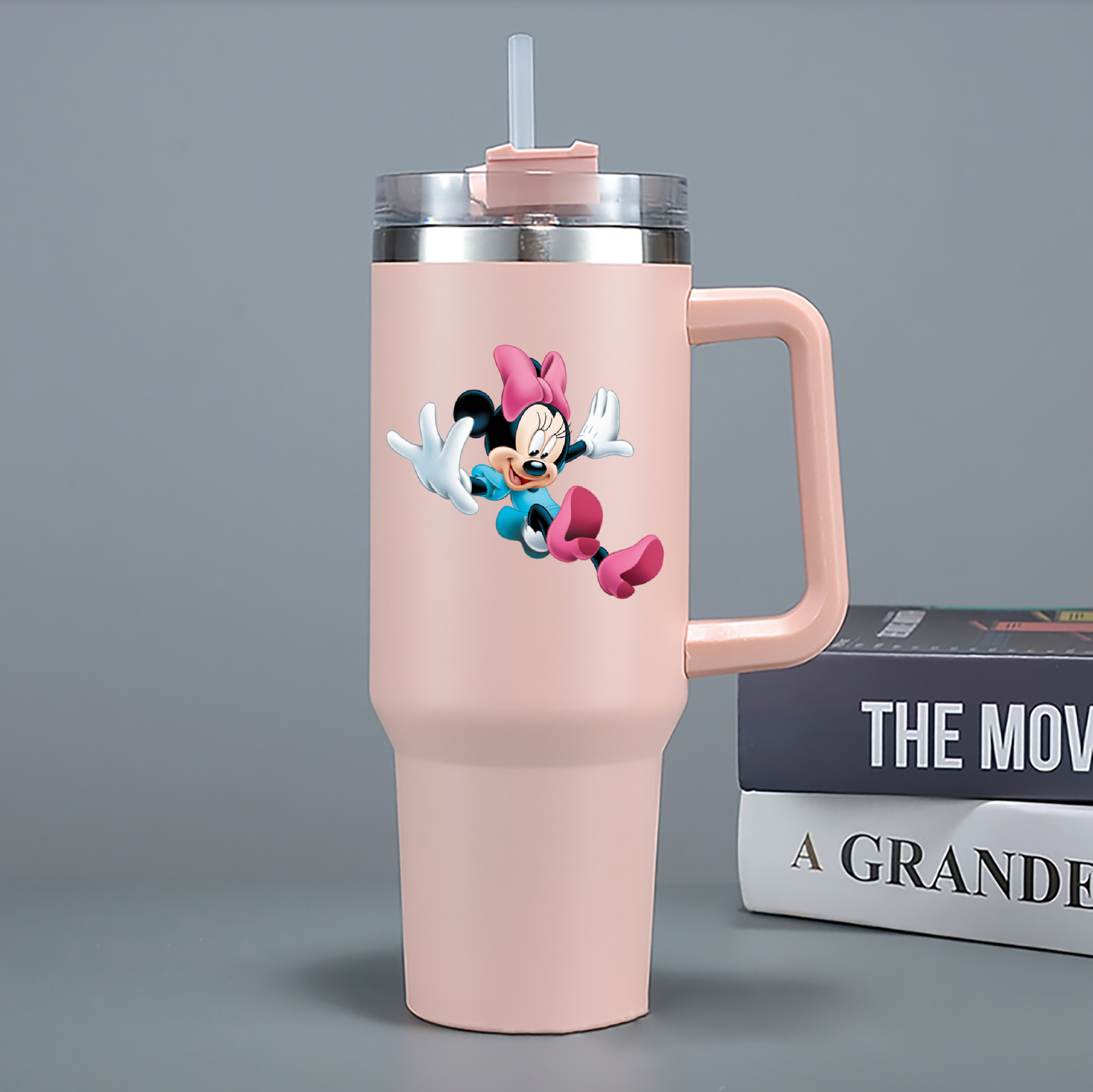 （画像用） ミッキーマウス Mickey Mouse 1200mL車用タンブラー - クリスタルステッカー（プラスチックストロー付き）